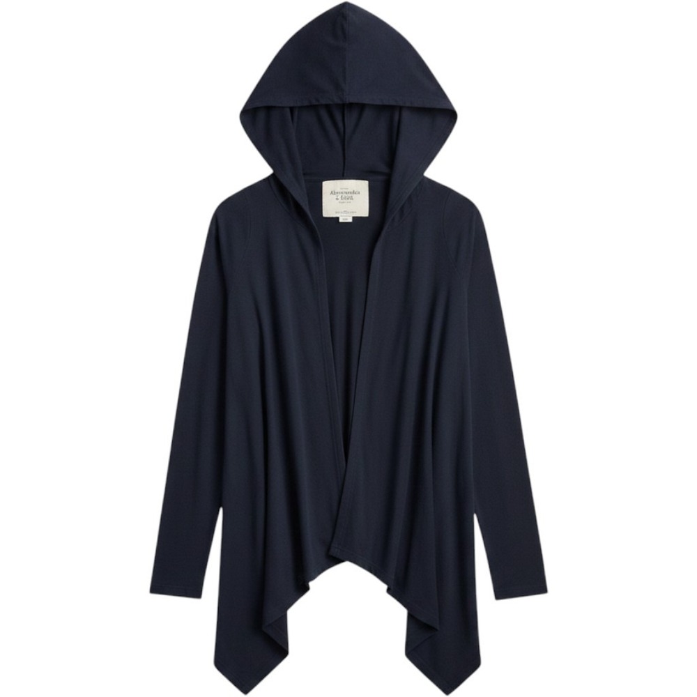 Abercrombie & Fitch Y2K Womens XS/S Navy Blue Open Front Hooded Cardigan
